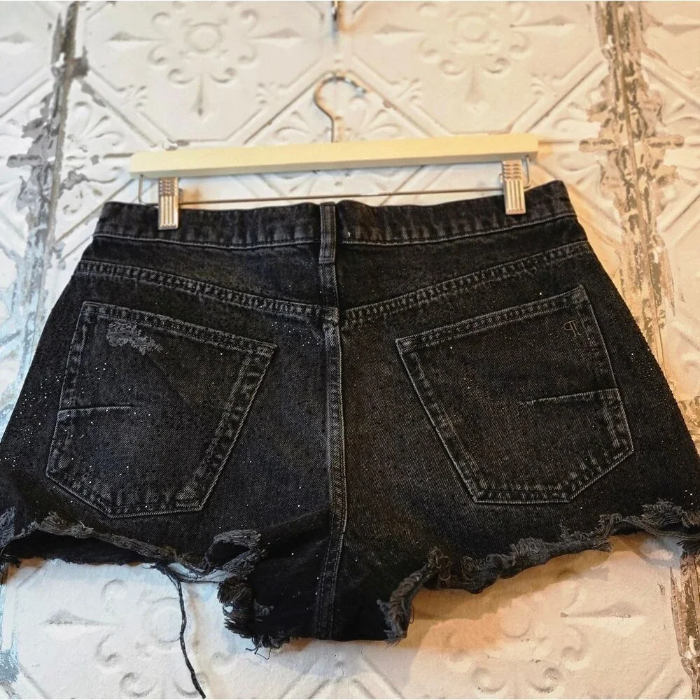 The Devon Rhinestone Distressed Denim Shorts by Pilcro NWT Size 30 - Picture 14 of 15